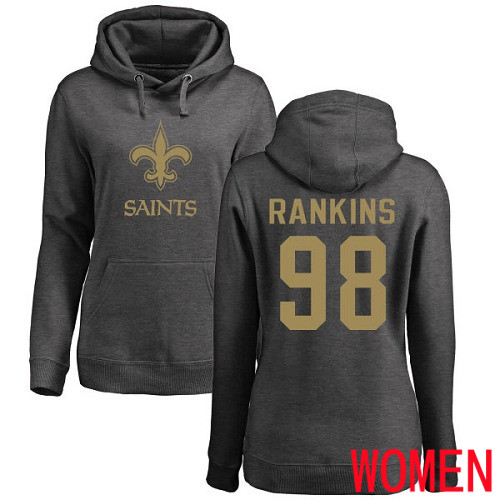 New Orleans Saints Ash Women Sheldon Rankins One Color NFL Football #98 Pullover Hoodie Sweatshirts